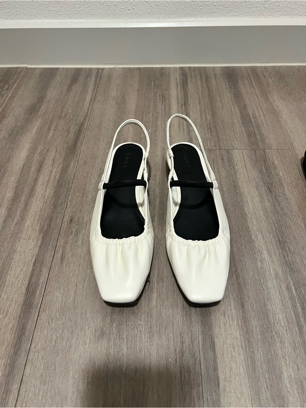 Vince White Slingback Ballet Flats with Black Strap